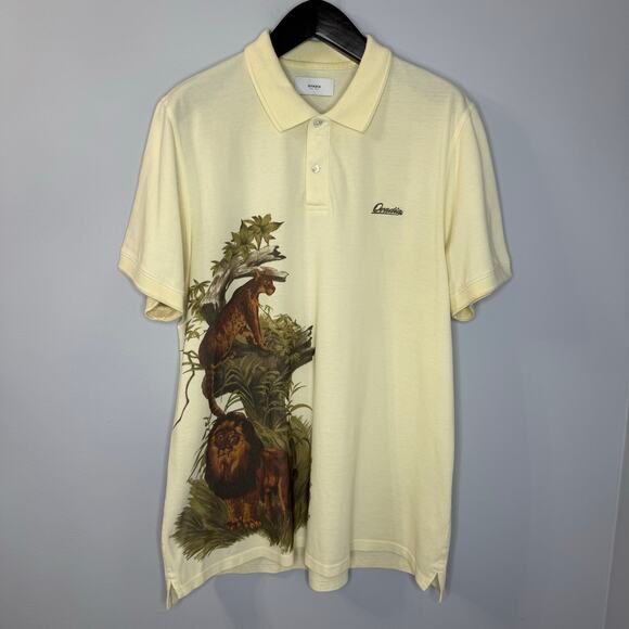 Ovadia New York Polo Shirt Jangle Safari Animal Print Cream Sz XL - Picture 1 of 12